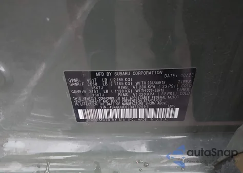 2024 Subaru Crosstrek Sport z USA, uszkodzony, nr VIN 4S4GUHF60R3737591